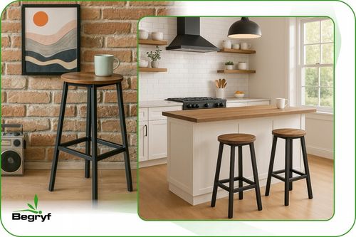 TABORET niski ciemny brąz STOŁEK BAROWY do jadalni do kuchni KRZESŁO na Arena.pl