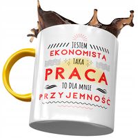 Kubek Żółty Dla Ekonomisty To Dla Mnie Przyjemność Z Nadrukiem Ze Zdjęciem