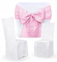 Pokrowiec na krzesło + szarfa satynowa dekoracje na komunię komunijne 9kol.