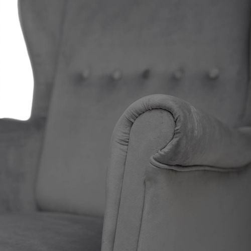 Ciemny szary Fotel Bujany Uszak + Podnóżek + Poduszka na Arena.pl