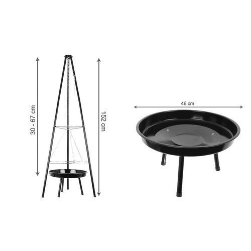 GRILL WISZĄCY OGRODOWY REGUL TRÓJNÓG PALENISKO 3W1 zdjęcie 9