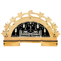 Drewniana Lampa Ramadan LED 3D Gwiazda i Księżyc Dekoracja Eid Mubarak