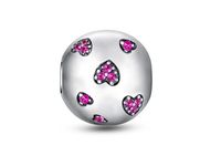 Rodowany srebrny charms do pandora kulka ball serce heart cyrkonie srebro 925 GS038