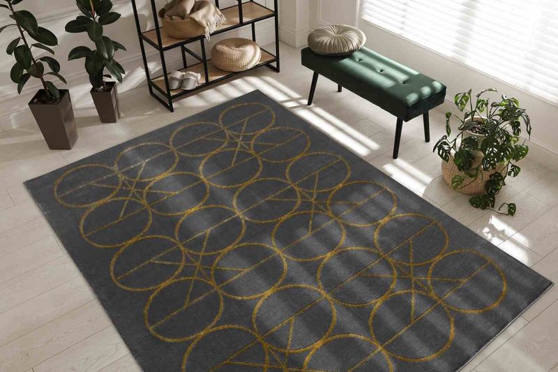 RUG/LU/ESTEMA/CIRCLES/GRAPHITE+GOLD/160x220 zdjęcie 3