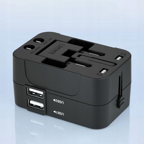 PRZEJŚCIÓWKA GNIAZDKA CAŁY ŚWIAT ADAPTER PODRÓŻNY ŁADOWARKA USB UNIWERSALNA na Arena.pl