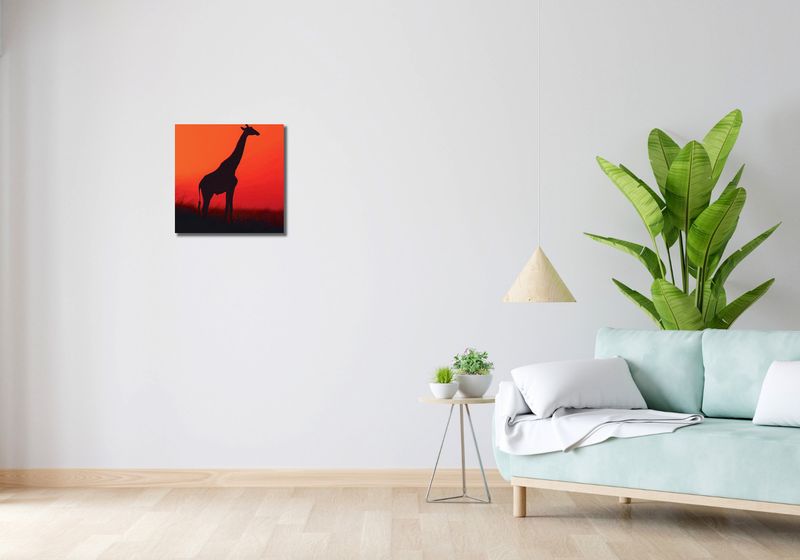 Obraz 40x40cm Żyrafa w Czerni zdjęcie 2