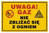 Uwaga! Gaz.nie Zbliżać Się Z Ogniem - Znak 20 X 15 Cm Fn - Folia
