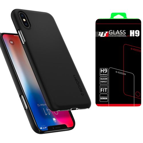 SPIGEN THIN FIT Apple iPhone X - BLACK +szkło na Arena.pl