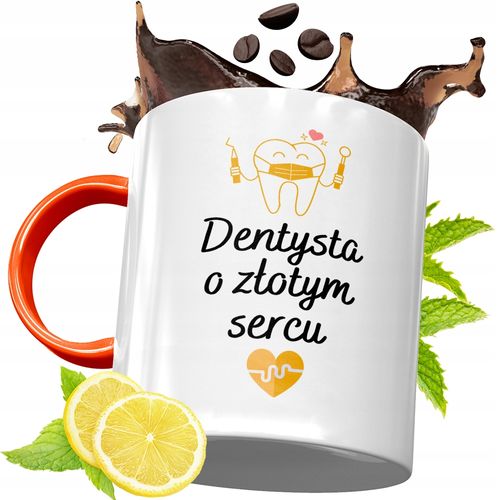 Kubek Pomarańczowy Dla Dentysty Prezent Z Nadrukiem Ze Zdjęciem na Arena.pl