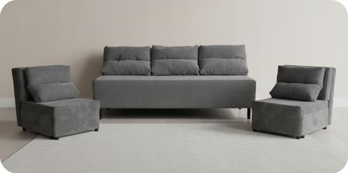 Zestaw KIMO funkcja spania sofa fotele Family Meble c. szary Anafi sztruks na Arena.pl