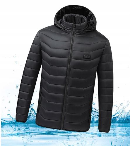 Kurtka Podgrzewana 21 Stref Na USB Zimowa Ogrzewana Ciepła Czarna Długa XL na Arena.pl