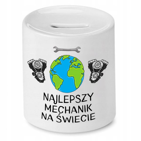 Skarbonka Prezent Dla Mechanika Najlepszy Mechanik Z Nadrukiem Ze Zdjęciem zdjęcie 1