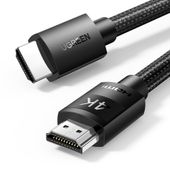 kabel przewód audio wideo hdmi 2.0 4k wytrzymały w oplocie 1m czarny