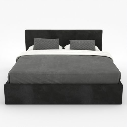 ŁÓŻKO TAPICEROWANE DO SYPIALNI 120x200 ŁÓŻKO PODWÓJNE Z POJEMNIKIEM CZARNE na Arena.pl