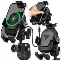 MOTOCYKLOWY UCHWYT NA TELEFON KIEROWNICĘ ŁADOWARKA USB-C 36W INDUKCYJNA 15W