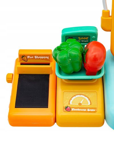 Sklepowa Kasa Fiskalna dla Dzieci ZABAWA w SKLEP Koszyk Waga Czytnik Monety na Arena.pl