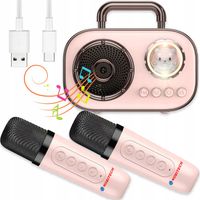 BEZPRZEWODOWY ZESTAW DO KARAOKE DLA DZIECI GŁOŚNIK BLUETOOTH + 2 MIKROFONY