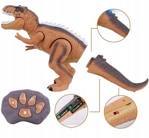DINOZAUR ROBOT ZDALNIE STEROWANY RC Pilot ŚWIATŁO DŹWIĘK CHODZI +5x Bateria na Arena.pl