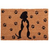 Wycieraczka kokosowa podgumowana prostokątna 60 x 40 cm nadruk psa i kota