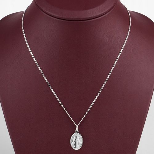 SREBRNY ŁAŃCUSZEK I MEDALIK KOMUNIA CHRZEST 50 CM na Arena.pl