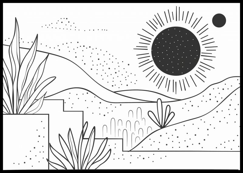 Plakat 84,1x59,4cm Linearny Pejzaż zdjęcie 2