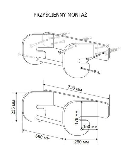 Uchwyt mocujący przyścienny - niebieski na Arena.pl
