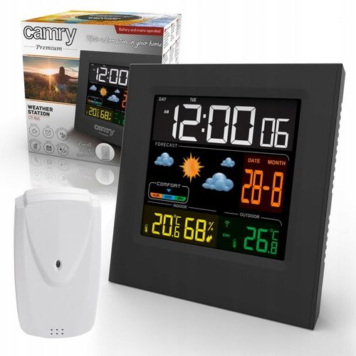 STACJA POGODOWA POGODY BEZPRZEWODOWA TERMOMETR HIGROMET CZUJNIK ZEGAR DATA na Arena.pl
