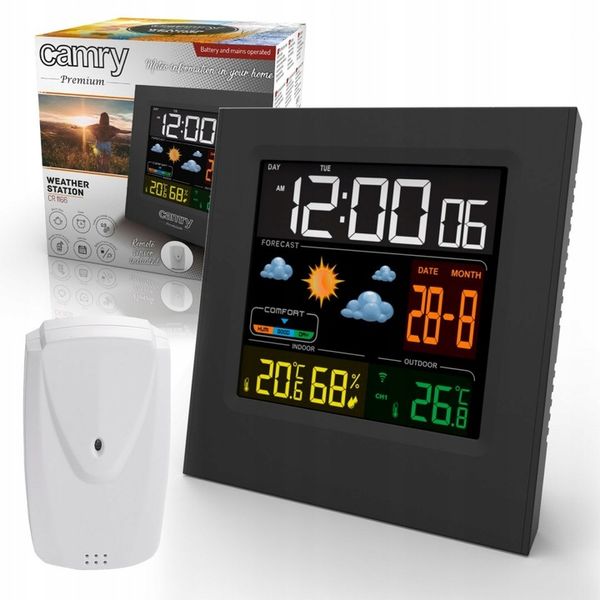 STACJA POGODOWA POGODY BEZPRZEWODOWA TERMOMETR HIGROMET CZUJNIK ZEGAR DATA zdjęcie 16