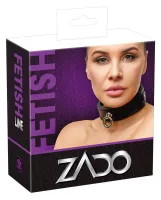 zado wild thing - skorzana obroża z pierścieniem, czarna, 32-50 cm