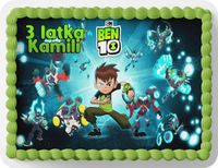 PROSTOKĄTNY OPŁATEK NA TORT A4 20x29CM - BEN10 BEN TEN + IMIĘ