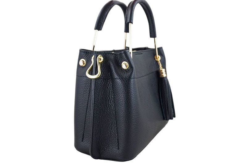 Torebka kuferek damski skórzany - Czarny zdjęcie 4