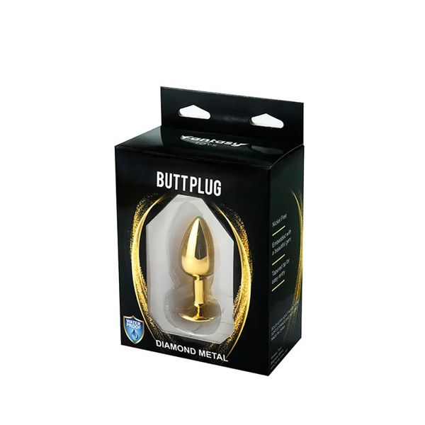 Gold Small Butt Plug With White Diamond zdjęcie 3