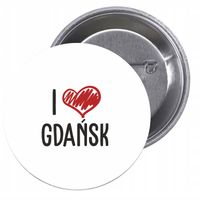 Przypinki buttony I LOVE GDAŃSK z grafiką TANIO