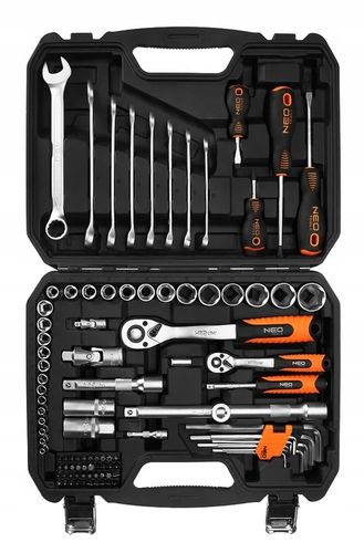 NEO TOOLS Zestaw Kluczy Nasadowych 100 el. 1/2" 1/4" Walizka Stal CrV na Arena.pl