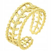 PIERŚCIONEK ZŁOTY LISTKI AŻUR STAL 316 L rozm 18