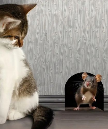 Naklejka realistyczna 3D Naścienna Myszka w Ścianie Mysia Dziura The Mouse na Arena.pl