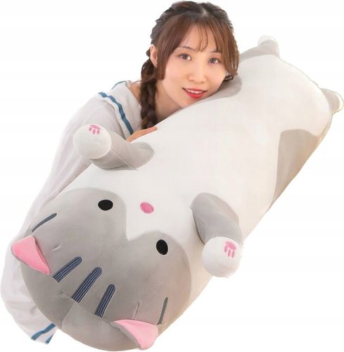 Długi Szary Kotek Kot Maskotka Miękka Poduszka Przytulanka Pluszak 150cm na Arena.pl