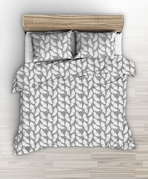 Pościel z kory 160x200 szara w białe piórka zdjęcie 1