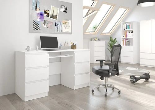 Meble Biurko komputerowe 6sz 135cm BIAŁE N32 na Arena.pl