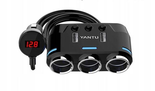 TRÓJNIK ROZGAŁĘŹNIK ZAPALNICZKI WOLTOMIERZ 2x USB na Arena.pl