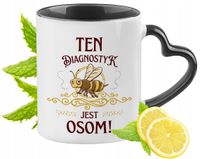Dla Diagnostyka Kubek Czarny Z Uszkiem W Kształcie Serca Na Prezent