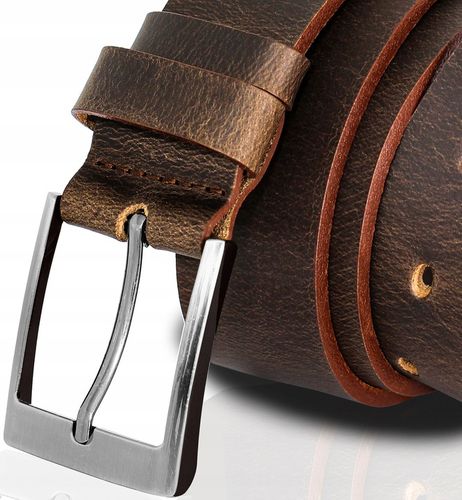 Szeroki skórzany pasek męski do JEANSÓW REVERSE SKÓRA NATURALNA LICOWA 100 na Arena.pl