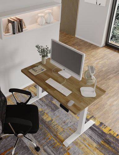 Biurko elektryczne  BIMOTION 2S 120x80x3 cm 72-120 cm biały / fornir dąb na Arena.pl