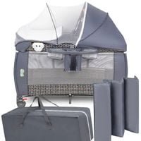 ŁÓŻECZKO TURYSTYCZNE Z KOŁAMI SKŁADANE Z PRZEWIJAKIEM MATERAC KOJEC TORBA