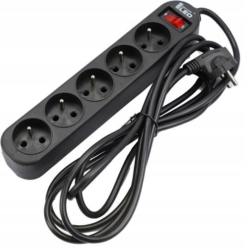 Przedłużacz Listwa Zasilająca 3 Metry 5 Gniazd Z Podświetlanym Włącznikiem na Arena.pl