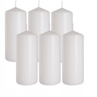 6x ŚWIECA walec BIAŁA świeczka 60/150 pieńkowa 15cm x 6cm 48H ZESTAW 6szt