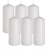 6x ŚWIECA walec BIAŁA świeczka 60/150 pieńkowa 15cm x 6cm 48H ZESTAW 6szt