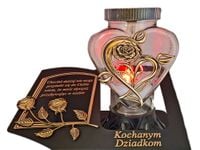 DZIADKOM SOLARNY ZNICZ LAMPION NA GRÓB RÓŻA W SERCU ZŁ SKOS SENTENCJA