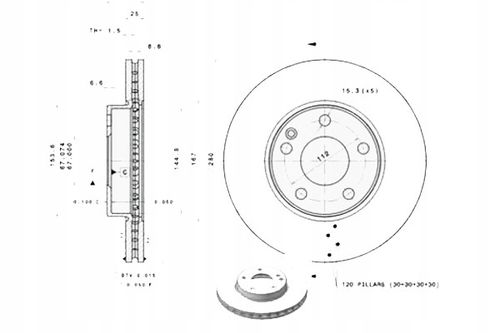 TARCZA HAM PRZOD 280X25 V BREMBO na Arena.pl