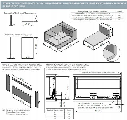 SZUFLADA GTV MODERN BOX PRO WYSOKA H199 L500 CICHY DOMYK WYSUW BIAŁA na Arena.pl